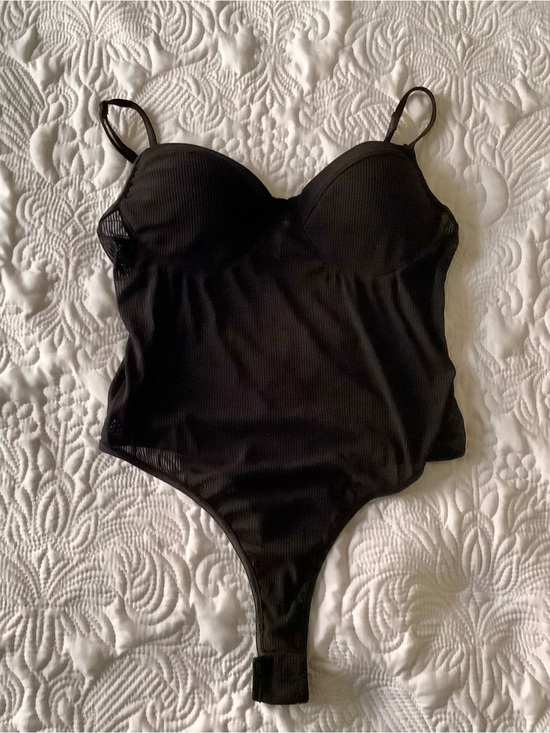 Bozzolo Other - Bozzolo Black Ribbed Tank Bodysuit with Built-In Support
